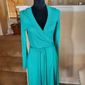 Banana Republic Bright Green Midi Length Wrap Dress Size XS